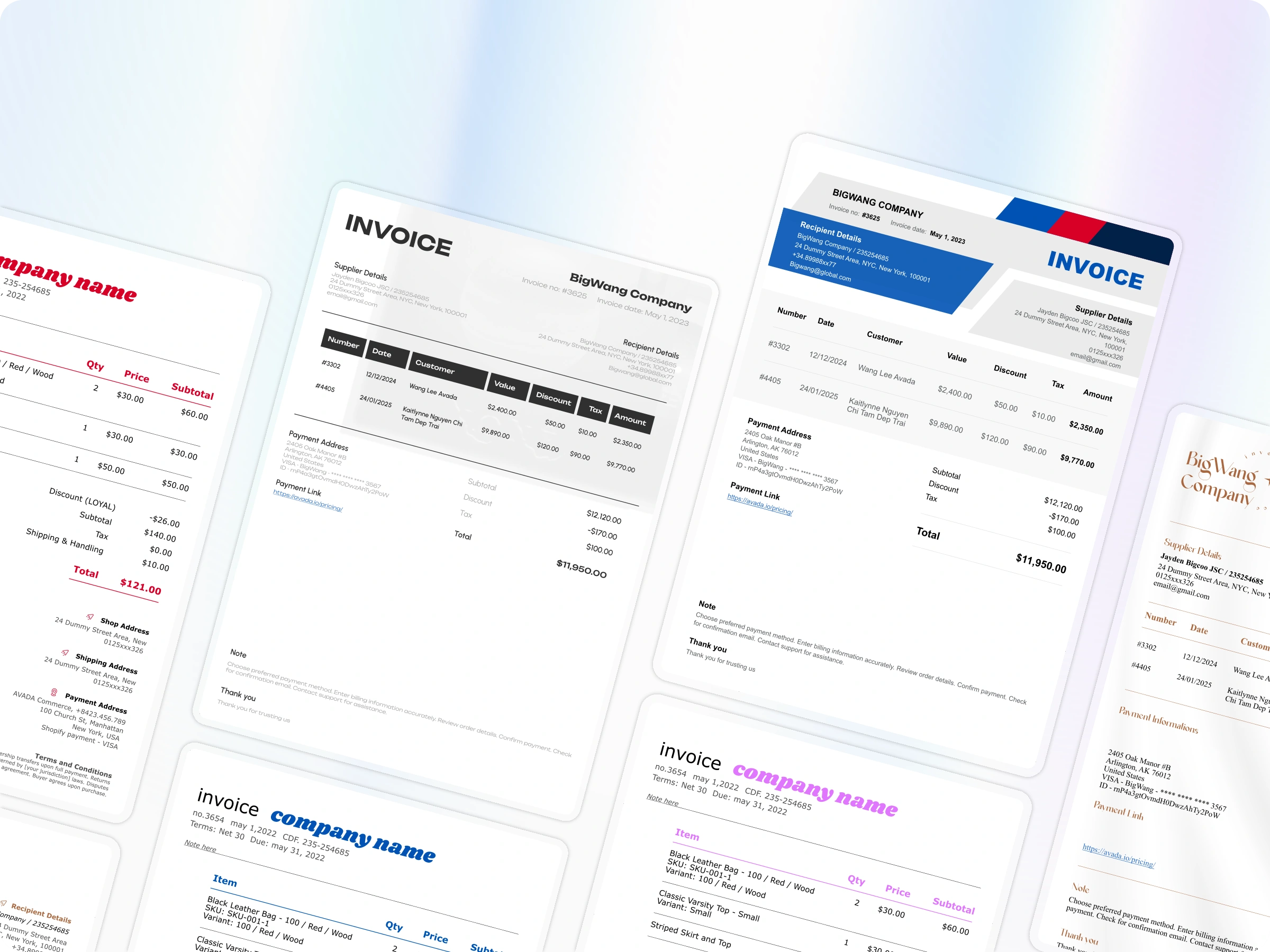 Invoice features