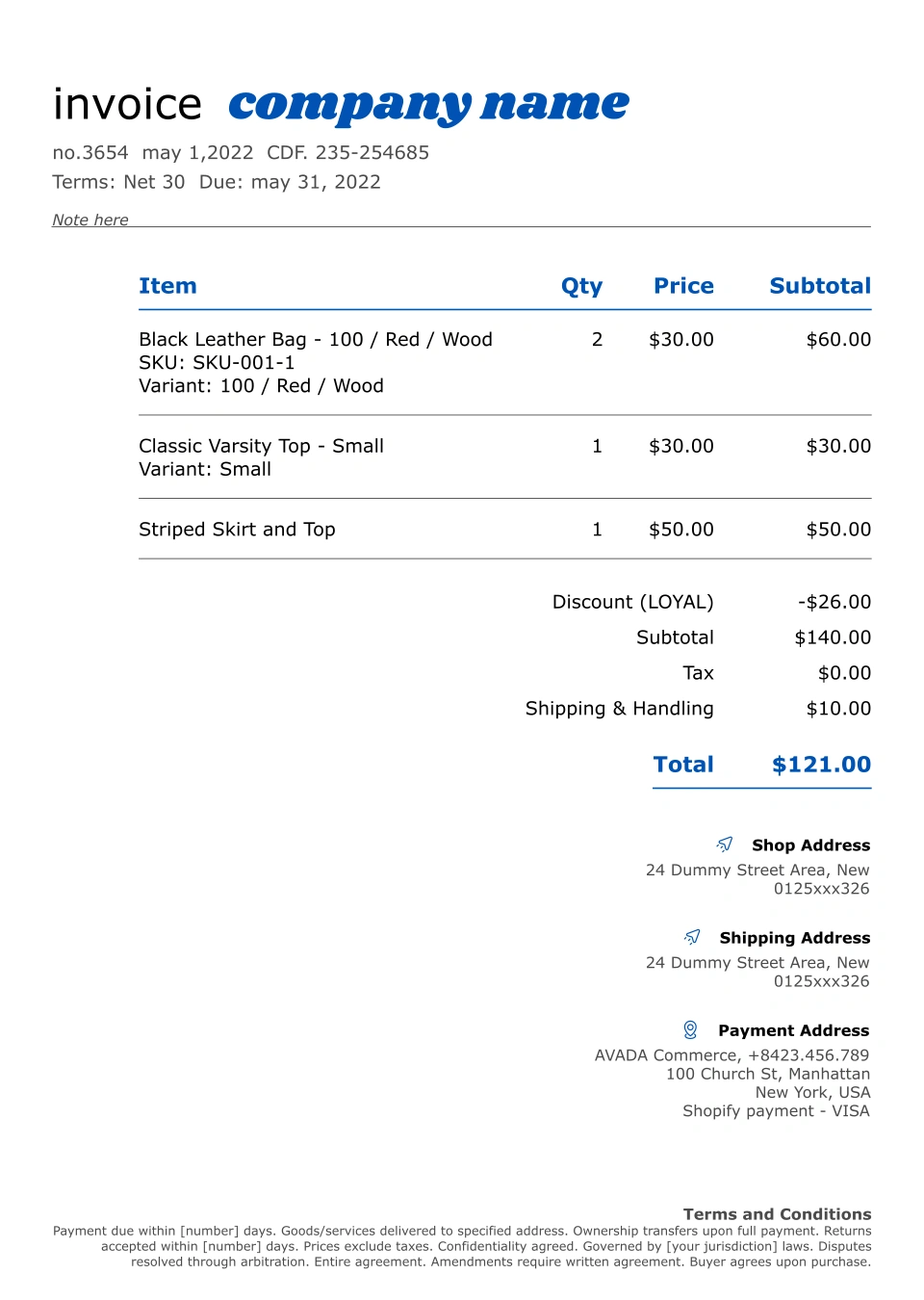 Lifestyle Invoice Template Variant