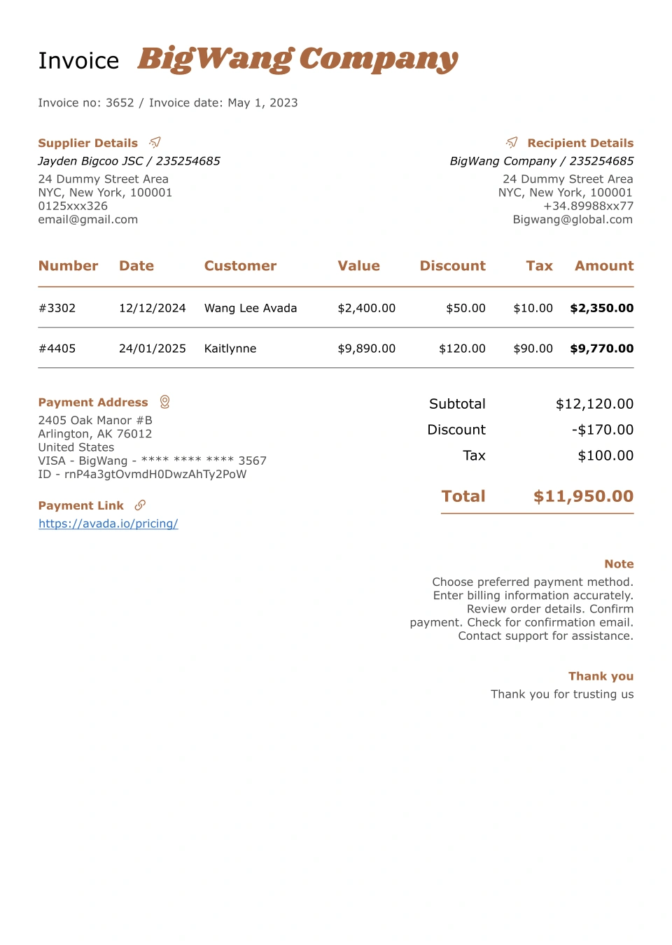 Lifestyle Invoice Template