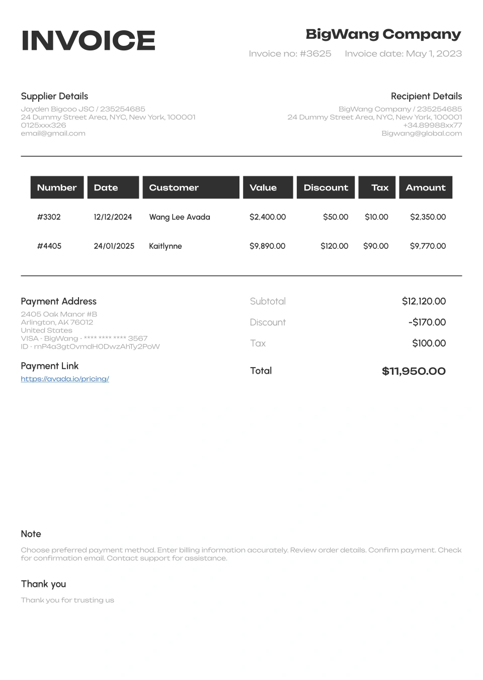 Light Invoice Template