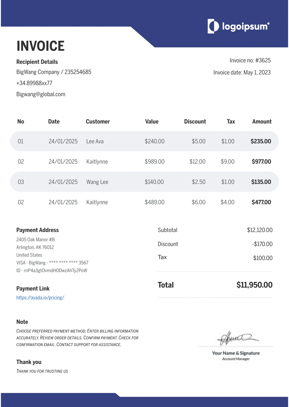 Professional Invoice Template